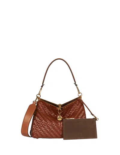 Etro Medium Braided Vela Bag In Light Brown