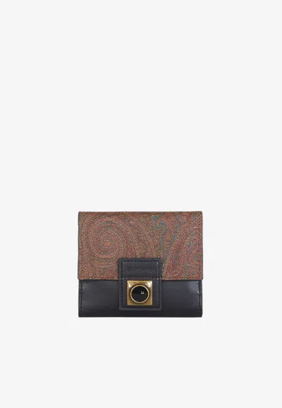 Etro Medium Crown Me Paisley Print Purse In Black