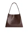 Etro Brown Leather Bag With Embroidered Logo In Multicolor