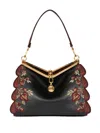 Etro Medium Embroidered Vela Shoulder Bag In Black