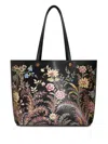 Etro Medium Floral Print Shopping Bag In Black