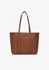 Etro Medium Essential Leather Tote Bag In Brown