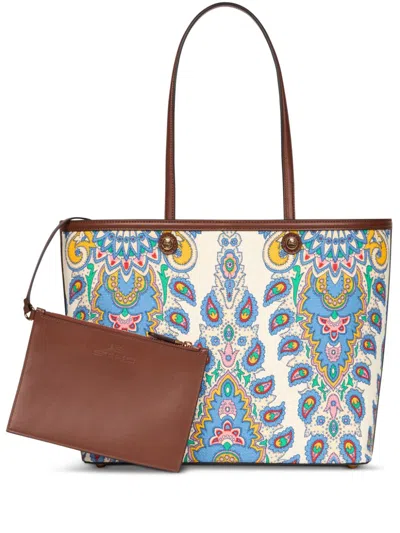 Etro Mini Essential Paisley Print Tote Bag In Multicolor