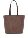 Etro Dark Brown Paisley Fabric Shopping L Bag In Brown