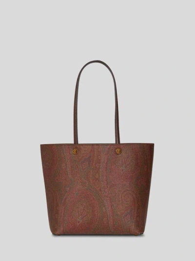 Etro Medium  Essential Bag With Clutch In Burgundy