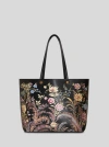Etro Floral-print Faux Leather Tote Bag In Black