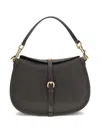 Etro Women Medium Grained Leather Shoulder Bag With Buckle In Black