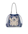 Etro Kalispera Flower Embroidered Leather Shoulder Bag In Electric Blue