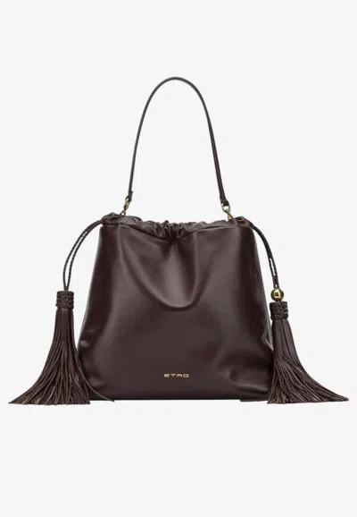 Etro Medium Kalispera Nappa Leather Shoulder Bag In Brown