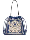 Etro Kalispera Flower Embroidered Leather Shoulder Bag In Blue