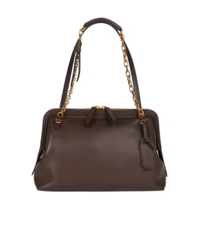 Etro Medium Leather Doc Shoulder Bag In Brown