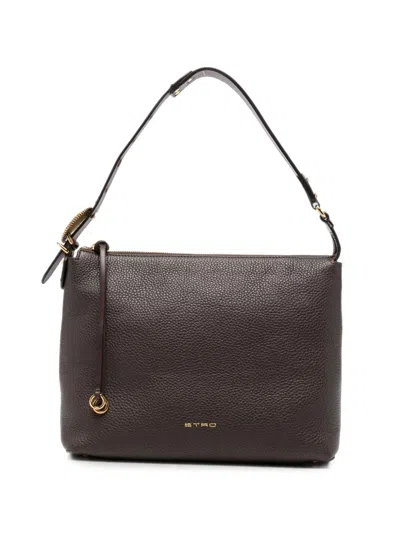 Etro Medium Leather Hobo Bag In Brown