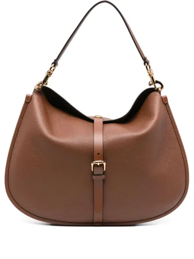 Etro Medium Leather Pony Bag In Brown