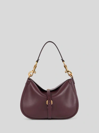 ETRO , MEDIUM LEATHER PONY BAG, WOMAN, BURGUNDY