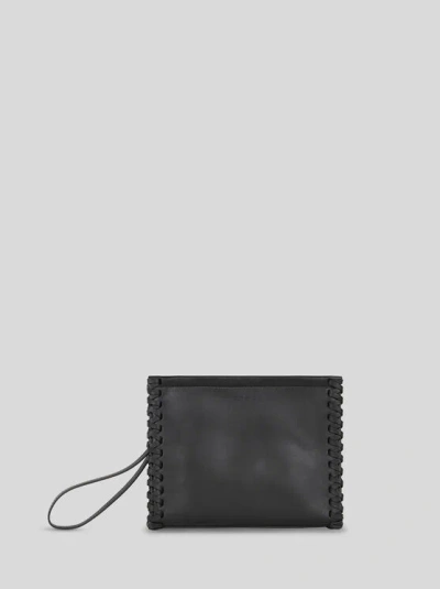 Etro Medium Leather Pouch In Black
