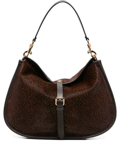 Etro Medium Leopard-print Shoulder Bag In Brown