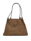 Etro Medium Libra Braided-handle Suede Tote Bag In Brown