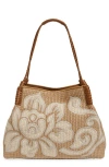 Etro Medium Libra Embroidered Raffia Tote In Winter White