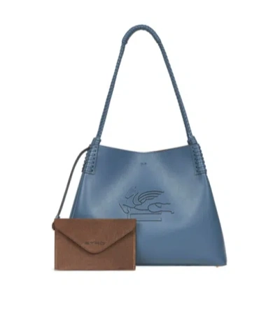 Etro Medium Libra Leather Handbag In Blue