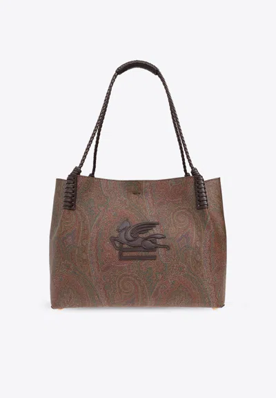 Etro Medium Libra Paisley Jacquard Tote Bag In Multicolor