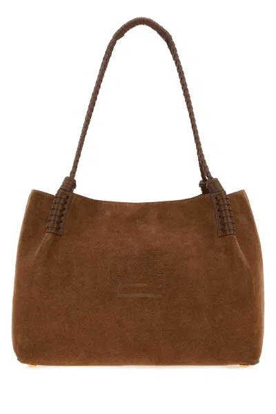 Etro Medium Libra Shopping Handbag In Suede In Brown