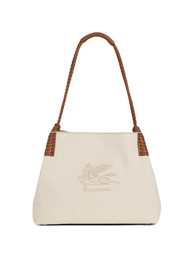 Etro Small Libra Canvas Shoulder Bag In Neutral
