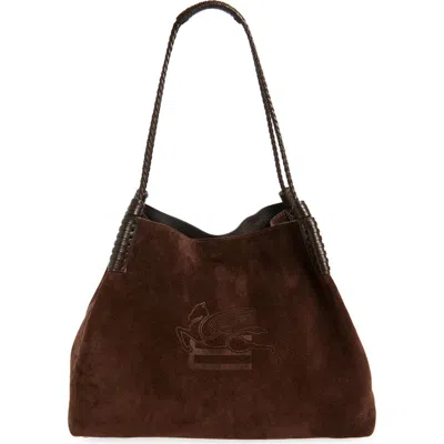 Etro Medium Libra Suede Shopping Tote In Orange