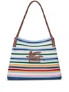 Etro 'libra' Multicolor Shoulder Bag With Maxi Logo On The Front In 蓝色