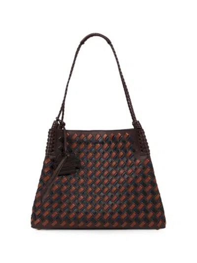 Etro Medium Libra Tote Bag In Woven Leather In Brown