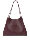 Etro Brown Leather Bag With Embroidered Logo In Red