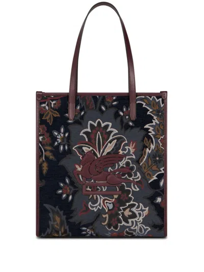Etro Medium Love Trotter Jacquard Tote Bag In Black