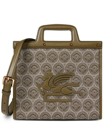 Etro Medium Love Trotter Jacquard Tote Bag In Green