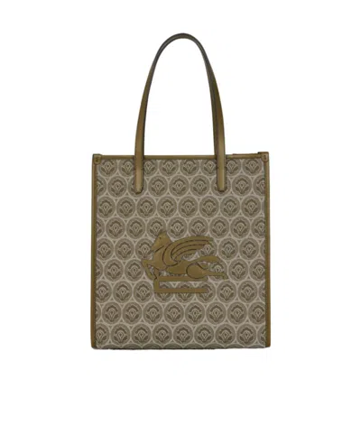 Etro Medium Love Trotter Jacquard Tote Bag In Green