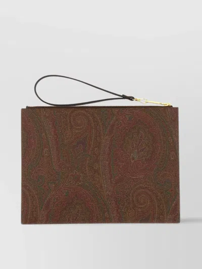 Etro Medium Paisley Jacquard Pouch With Wrist Strap