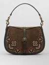 Etro Medium Pony Shoulder Bag Floral Embroidery In Brown