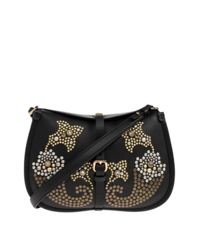 Etro Medium Pony Studded Leather Shoulder Bag In Pink