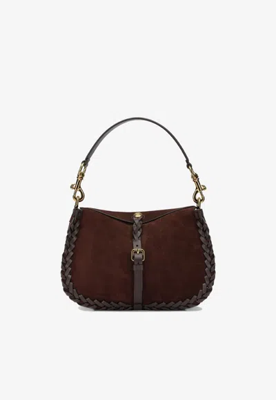 Etro Medium Pony Suede And Nappa Shoulder Bag In Brown