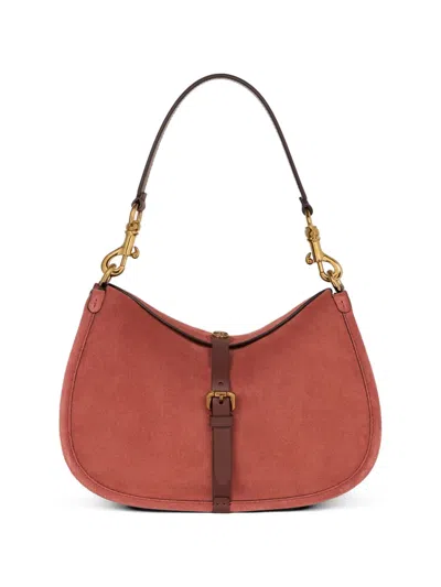 Etro Medium Pony Suede Buckle Shoulder Bag In Red