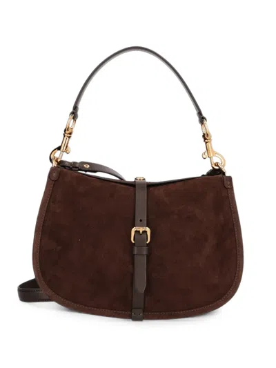 Etro Medium Pony Suede Shoulder Bag In Brown
