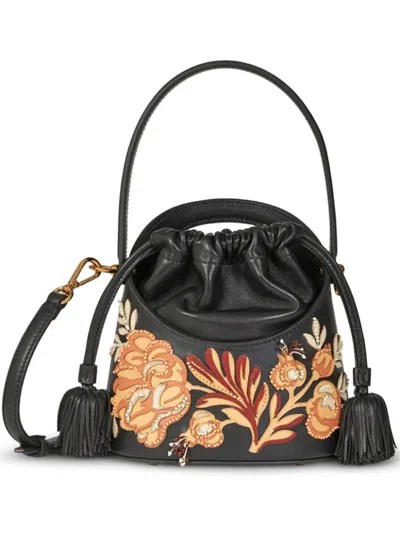 Etro Medium Saturno Bucket Bag In Black