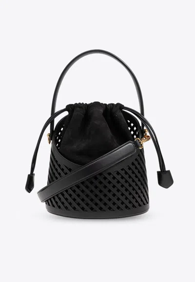Etro Medium Saturno Cut-out Bucket Bag In Black