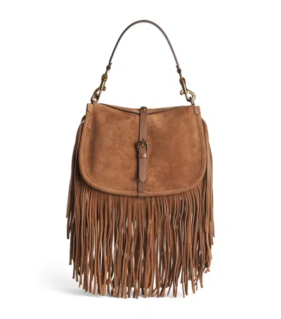 Etro Medium Suede Fringed Pony Shoulder Bag In Brown