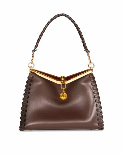 Etro Medium Vela Bag In Brown Leather