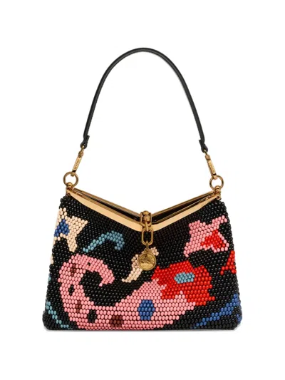 Etro Medium Vela Bag With Bead Embroidery In Black