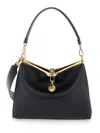 Etro Navy Blue Leather Medim Vela Top Handle Bag In Black