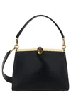 Etro Medium Vela Black Shoulder Bag With Logo And Pegasus Charm In Leather Woman In Black