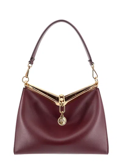 Etro Medium Vela Bordeaux Shoulder Bag With Logo And Pegasus Charm In Leather Woman In Red
