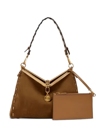 Etro Medium Vela Charm Shoulder Bag In Brown