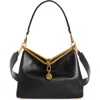 Etro 'small Vela' Black Shoulder Bag With Logo And Pegasus Charm In N0000 Black