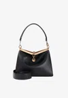 Etro Navy Blue Leather Medim Vela Top Handle Bag